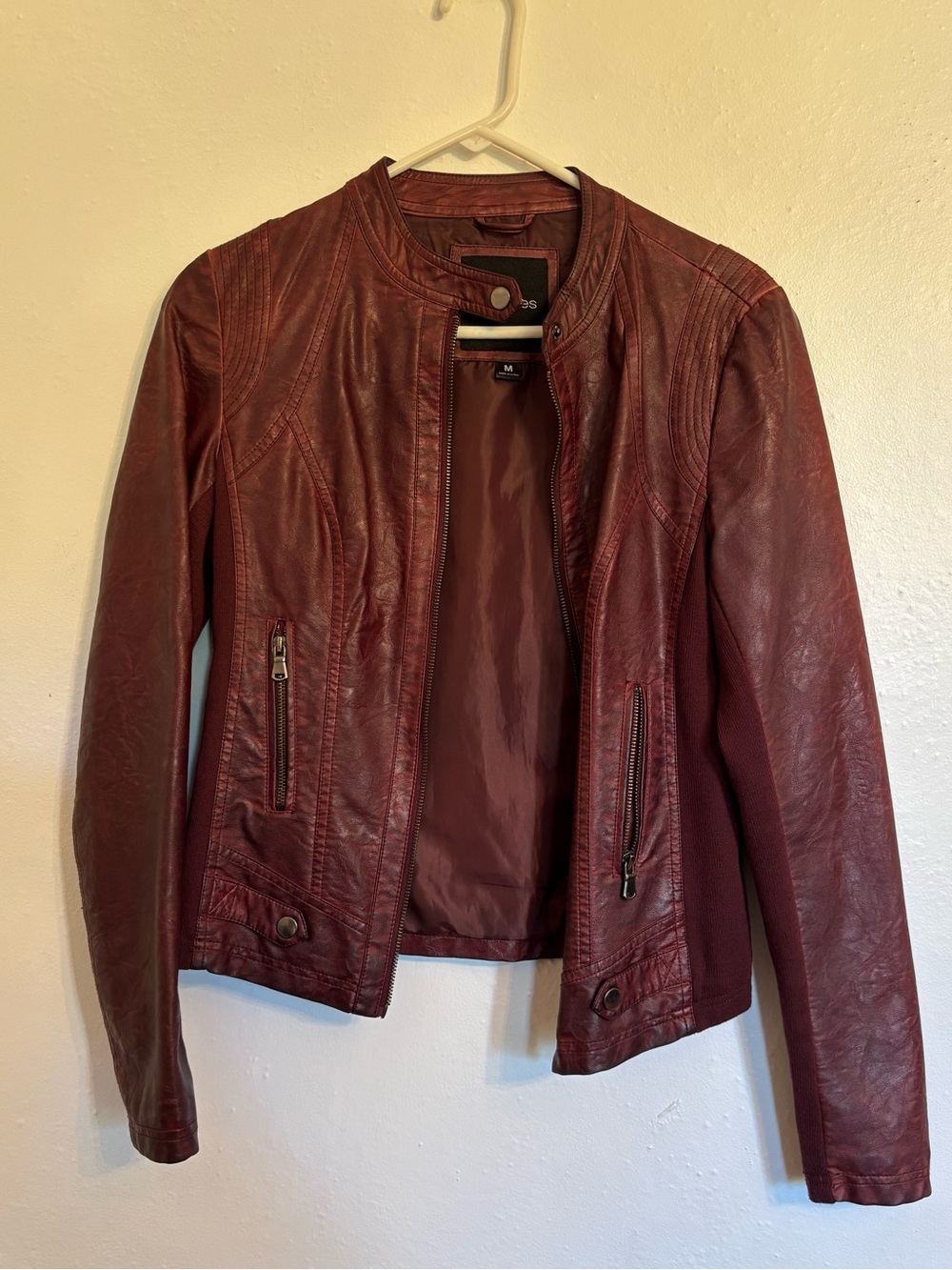 Maurices Wine Faux Leather Moto Jacket